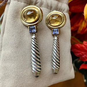 David Yurman 14K Gold St Citrine Amethyst Earrings price is firm